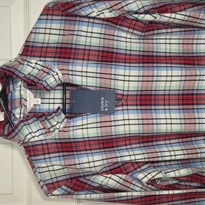 (New) Crown & Ivy Stylish Red and Blue Plaid Womens Shirt India Size L